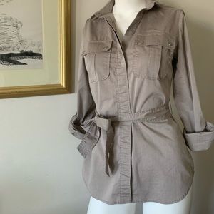 New York & Company Belted Button-Down Blouse